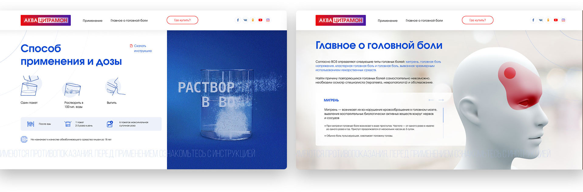 landing page для аквацитрамон